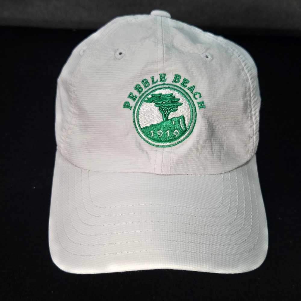 Pebble Beach American Needle Adjustable Golf Cap White California Republic Logo